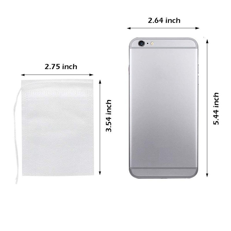 200 Pcs Disposable Tea Filter Bags Empty Cotton Drawstring Seal