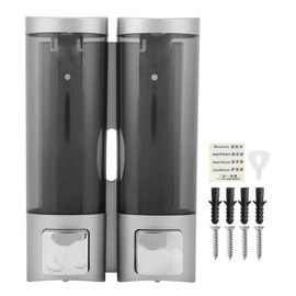 200MLx2 Silver DoubleHead Soap Dispenser WallMounted Manual Shampoo Dispensers