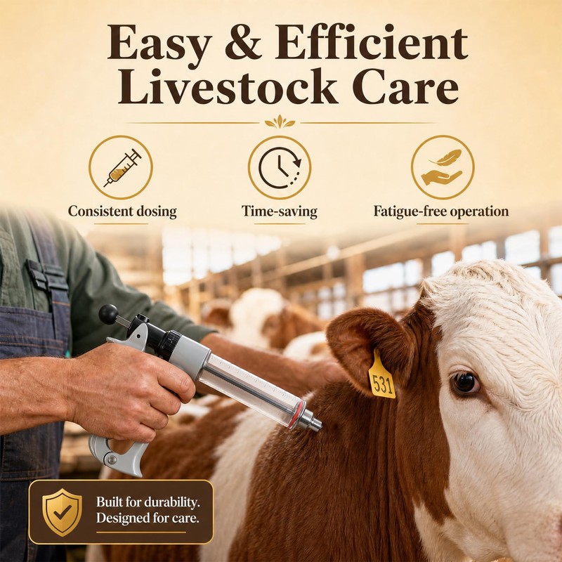 Semi Automatic Livestock Syringe 25ml 5 Gears Adjustable Continuous Repeating