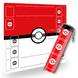 Partypd Playmat for Trading Card Game - 2-Player Trainer Mat with Carry Case Tube, Portable Foldable Design for Travel, Premium Anti-Slip Rubber Base, Ideal for Practice & Gifts (Red)