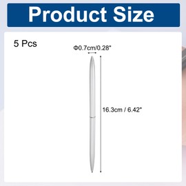 PATIKIL Slim Metal Ballpoint Pen, 5Pcs Black Ink 1mm Medium Point Pen Metallic Retractable Lightweight Smooth Writing Pens for Business Office Wedding Guest Book, Silver Tone