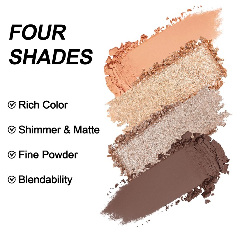 Erinde Eyeshadow Palette, 4 Colours, Matt & Glitter Eyeshadow Palette,