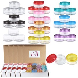 Beauticom® 400 Pieces 5G/5ML Empty Clear Container Jars with MultiColor Lids for Makeup Cosmetic Samples, Small Jewelry, Beads, Nail Charms and Accessories