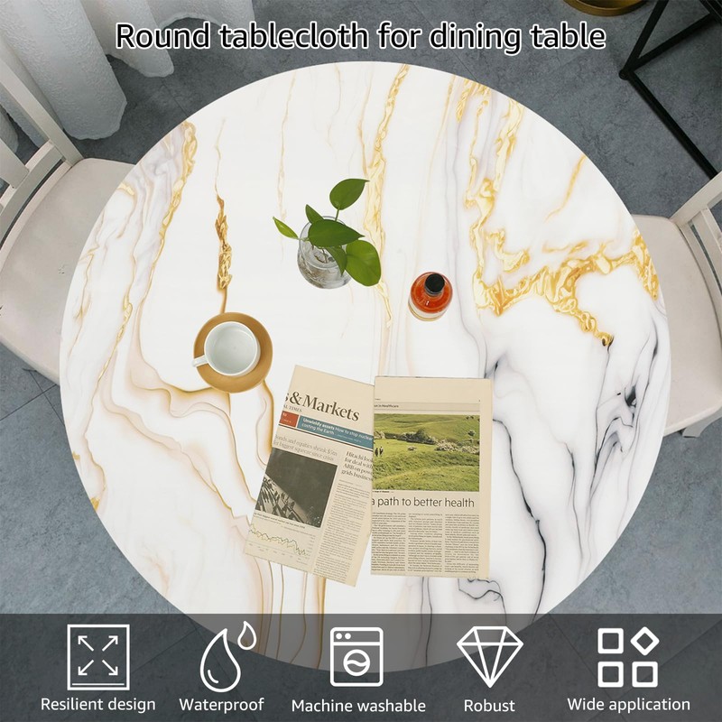 FwQoFvk Elastic Edge Round Tablecloth, Table Cover with Exquisite Patterns,