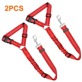 BWOGUE 2 Packs Dog Cat Safety Seat Belt Strap Car Headrest Restraint Adjustable Nylon Fabric Dog Restraints Vehicle Seatbelts Harness