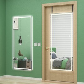 Hasipu Door Mirror Full Length, 47 x 18 Over The Door Mirror,Hanging Mirror with Lights, Full Length Mirror for Bedroom, Living Room, Cloakroom