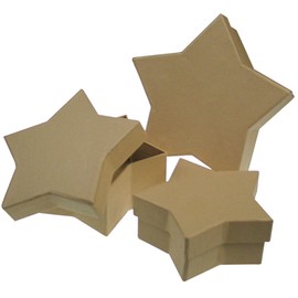 Star Paper Box Lid Box Set of 3 15 x 15 x 5 cm / 13 x 13 x 5 cm / 11 x 11 x 5 cm