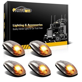 Partsam LED Cab Marker Roof Running Lights 5PCS Clear Lens 9LED Amber Top Lights Compatible with Dodge Ram 1500 2500 3500 4500 5500 2003-2018 SUV Truck Pickup RV