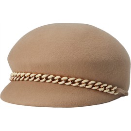 Badgley Mischka Newboy Cap w/Chain Camel One Size