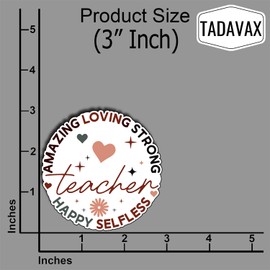 (3Pcs) Teacher Amazing Loving Strong Happy Selfless Sticker, Back to School Gifts for Teacher Decorate Books,Phone, Laptops, Water Bottles Kindles, Waterproof Vinyl Decals Funny Teaching Stickers 3"