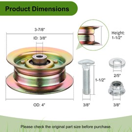 Belleone 177968 Idler Pulley Fits for Craftsman HU Mower, 193197 Flat Idler Pulley Compatible with HU Sears Pou LAN Lawn Tractors with 42" 46" 48" Deck, Replace for 532177968, 2 Pack