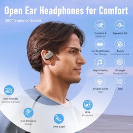 ZIPFORCE Auriculares inalámbricos, Bluetooth 5.4 de Entrada Completa, 4 micrófono OWS ENC Llamada Clara, Touch, 40 Horas Tiempo de reproducción, Ipx6 Impermeable TWS, Auriculares Ligeros