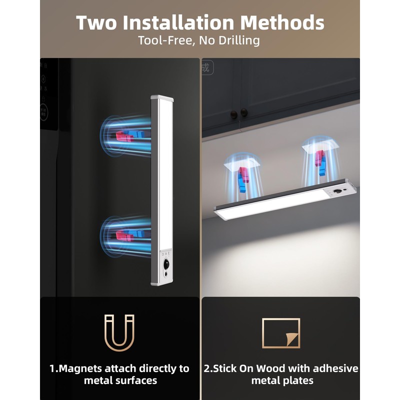 EZVALO Under Cabinet Lighting with Charging Station, Rechargeable Motion Sensor