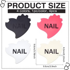 NBEADS 4 Pcs 4 Colors Acrylic Nail Photo Prop, Heart Shape Nail Art Display Board Nail Tech Props Beauty Salon Prop for Salon Nail Display Artist Gift