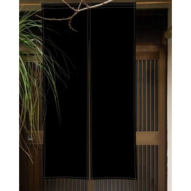 XMJJKUF Long Type Japanese Doorway Curtain Noren Window Treatment Door Tapestry Pure Black Printed Door Curtain for Privacy Partition Divider Panel Kitchen Home Room Decors 33.5" Width x 70.9" Long