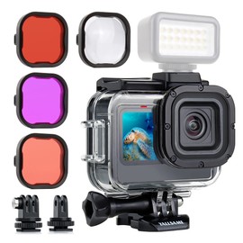 YALLSAME Waterproof Case for GoPro Hero 13 12 11 10 9 with 4 Filters & 2 Expansion Adapters, Dive Housing, 196ft Underwater Photography, GoPro Accessories Ideal for Scuba Diving Snorkeling Surfing