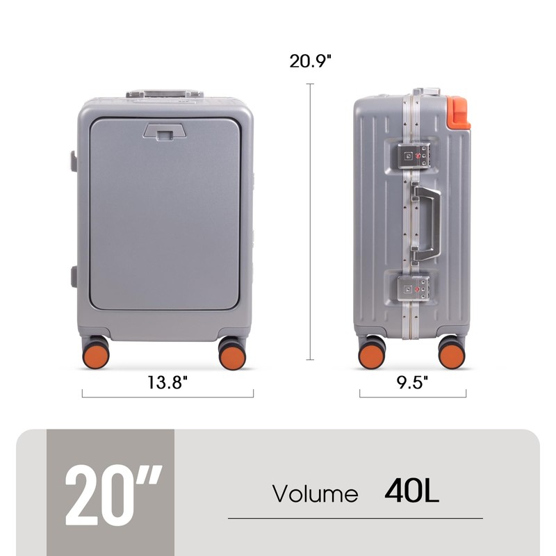 Apelila 20 Inch 40L Carry On Luggage, Hardside Suitcase with