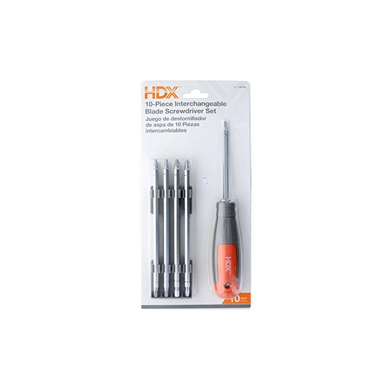 HDX 012319 4-1/2" Interchangeable Blade Screwdriver Set (9 Reversible Blades