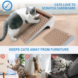 PrimePets Cat Scratcher Cardboard, Cat Scratching Pad with Ball, 2-in-1, Cat Scratch Cat Scratching Board for Indoor Cats, Removable, Corrugated, Catnip Included