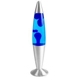 Lava Wax Rocket Lamp - Magma Lamp - Decorative Wax Stand Lamp - 2 R39 Bulbs Included - Heavy Duty Glass and Aluminium - Switch - 25 Watt - 34cm - Blue
