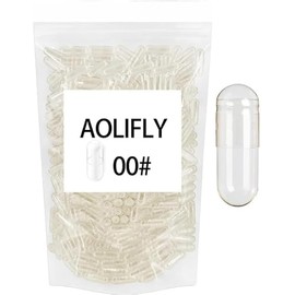 1000PCS-Empty Clear Gelatin Capsules Size 00, Kosher and Halal Certified,Gluten-Free Pure Bovine Gelatin Pill Capsule,DIY Powder Filling Vegetarian Vegan Capsules