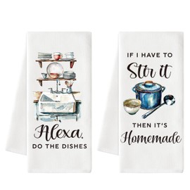 FZkuozougedd Funny Joked Kitchen Towels - 2Pcs Funny Wacky Hand Towels Kitchen Ware Quote Dish Absorbent Drying Cooking Baking Dishcloth Tea Bathroom Decor Christmas Birthday Housewarming Gift #E
