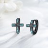 KoyeKei Black Cross Hoop Earrings Turquoise for Men Women 925
