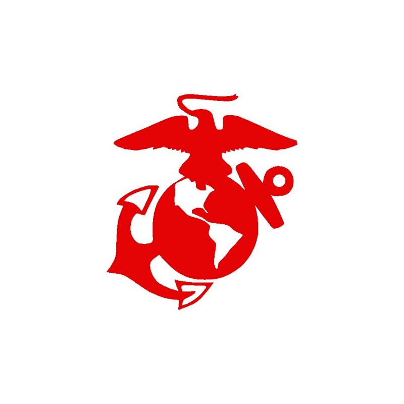 Red Vinyl USMC Eagle, Globe, and Anchor Window Decal Pair