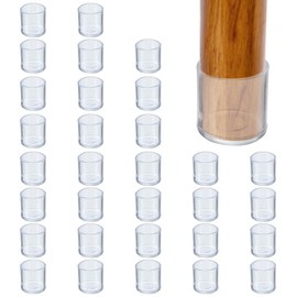 PATIKIL Round Rubber Chair Leg Caps Tips 3/4", 32 Pcs Plastic Furniture Leg Floor Protectors No Scratches No Noise for Chair Leg Protect Hardwood Floor, Transparent