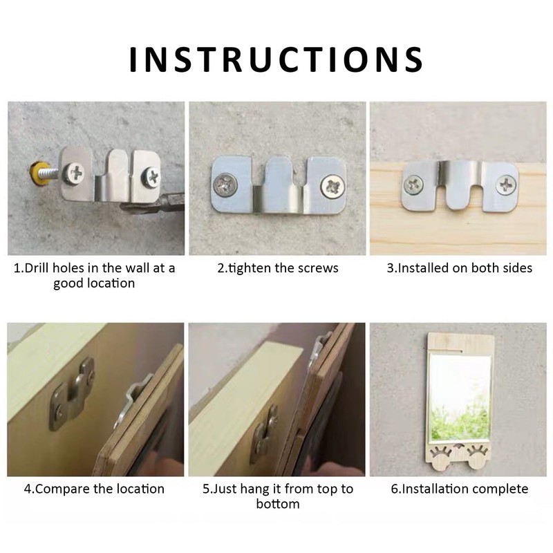 Pack of 6 Flush Mounting Brackets Made of Stainless Steel