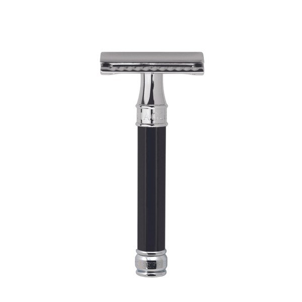 Edwin Jagger Double Edge Safety Razor With Long Handle (Black Octagonal)