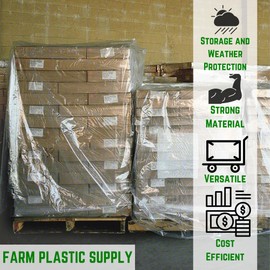 Farm Plastic Supply - Pallet Cover Bags 5 Pack - 3 Mil Clear (55" x 53" x 75") - Heavy Duty Construction Grade Strength Pallet Bags, Polyethylene Pallet Bags, Outdoor Protection, and Pallet Storage