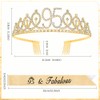 Gold 95th Birthday Crown Tiara - Women's Birthday Sash and