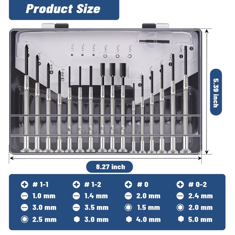 16PCS Mini Precision Screwdriver Set, XAQISHIRE Small Screwdriver Kit with