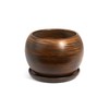 Dark brown ceramic 11 cm planter with saucer, ORB series