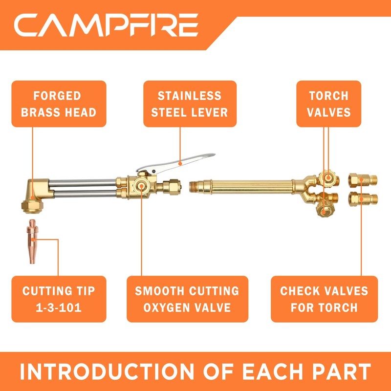 CAMPFIRE Oxygen Acetylene Torch Kit, 12 Pcs Welding Cutting Torch