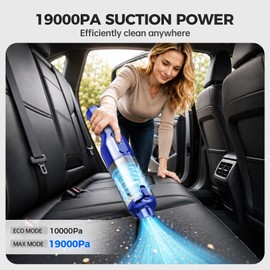 dormzie Handheld Vacuum Cordless, Car Vacuum with 19000Pa Powerful Suction,1.3 lbs Lightweight, Type-C Charge, Multiple Accessories for Car Home Office Pet