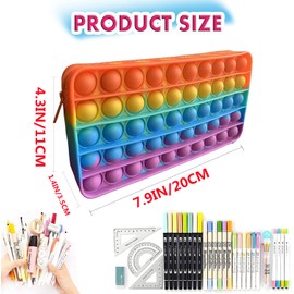 Pop Pencil Case, Fidget Pencil Pen Case Simple Sensory Silicone Bubble Toy, Stationery Storage Bag Decompression Toy for Kids, School Season Gifts, Office Stationery Organizer, Christmas Gifts