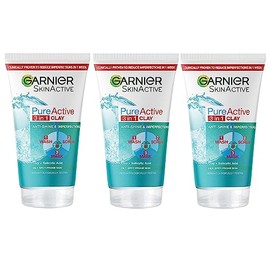 Garnier Skin Active 3-in-1 Cleansing + Exfoliating + Mask Anti Pimple Pack of 3 x 150 ml