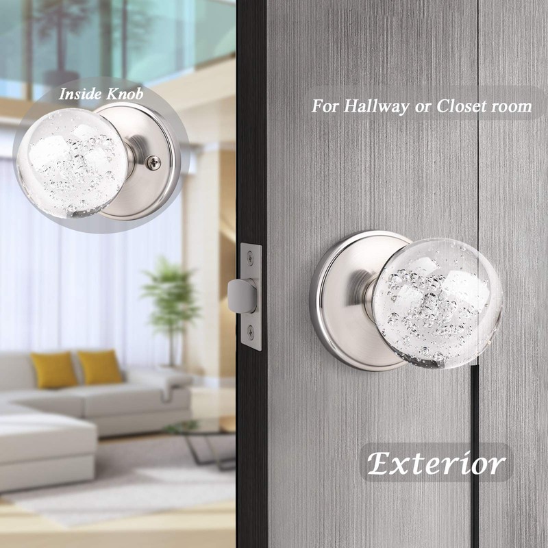 Orger Passage Door Knobs 3 Pack, Keyless Non-Locking Door Handles