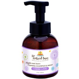 Lil Naked Bee Lavender Lullaby Giggles Not Tears Foaming Shampoo & Wash (12 oz) Baby Shampoo & Baby Wash for Kids - Wash and Shampoo Pump Bottle - Kids Shampoo and Body Wash - Great for Babies and Kid