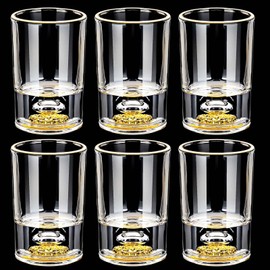 Baderke 6 Pcs Crystal Shot Glass Set, 1.7oz Diamond Shot Glasses Decorated With 24K Gold Leaf Flakes, Cute Crystal Cups for Gift Collection Decor