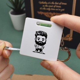 Azeeda 'Hipster Chibi Man' Keyring Tape Measure/Spirit Level Tool (KM00042458)