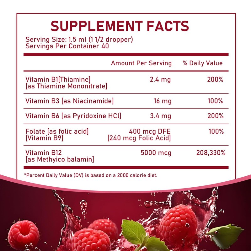 Nichalous Vitamin B12 Complex with B1, B6, Vitamin B12 Raspberry