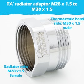 BLUMKRAFT Metal Adapter for TA Radiators M28 x1.5 to M30 x 1.5 for Thermostat/Thermostatic Head M30 x 1.5 Male (M28 Longwide)