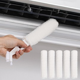 Under Fridge Cleaning Tool Mini Split Cleaning Kit Air Conditioner Cleaner Window Unit Kit with 5 Replaceable Brush Clothes for Refrigerator Air Conditioner, No Disassembly Furniture Appliances