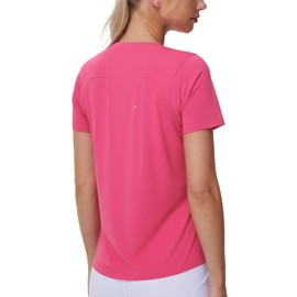 THE GYM PEOPLE Womens Short Sleeve Workout T-Shirts Stretchy Lightweight Crewneck Athletic Running Lounge Tee Tops Bright Pink