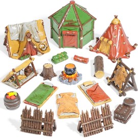 Warmtree 17 Pcs Miniature Terrain Camp Terrain Building Tabletop Wargames