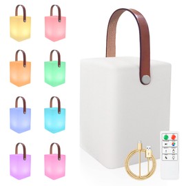 Outdoor Table Lamp with Remote Control, Warm White, 8 Colours, Dimmable, Outdoor Lamp, Waterproof, Ideal Decor for Your Home and Garden, Easter Decoration (Square)