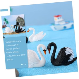 Toyvian 8pcs Swan Miniature Black and White Swan Ornament Mini Animal Figurines Miniatures Toys Small Animal Figures Micro Garden Goose Sculpture Swan Decoration Tiny Swan